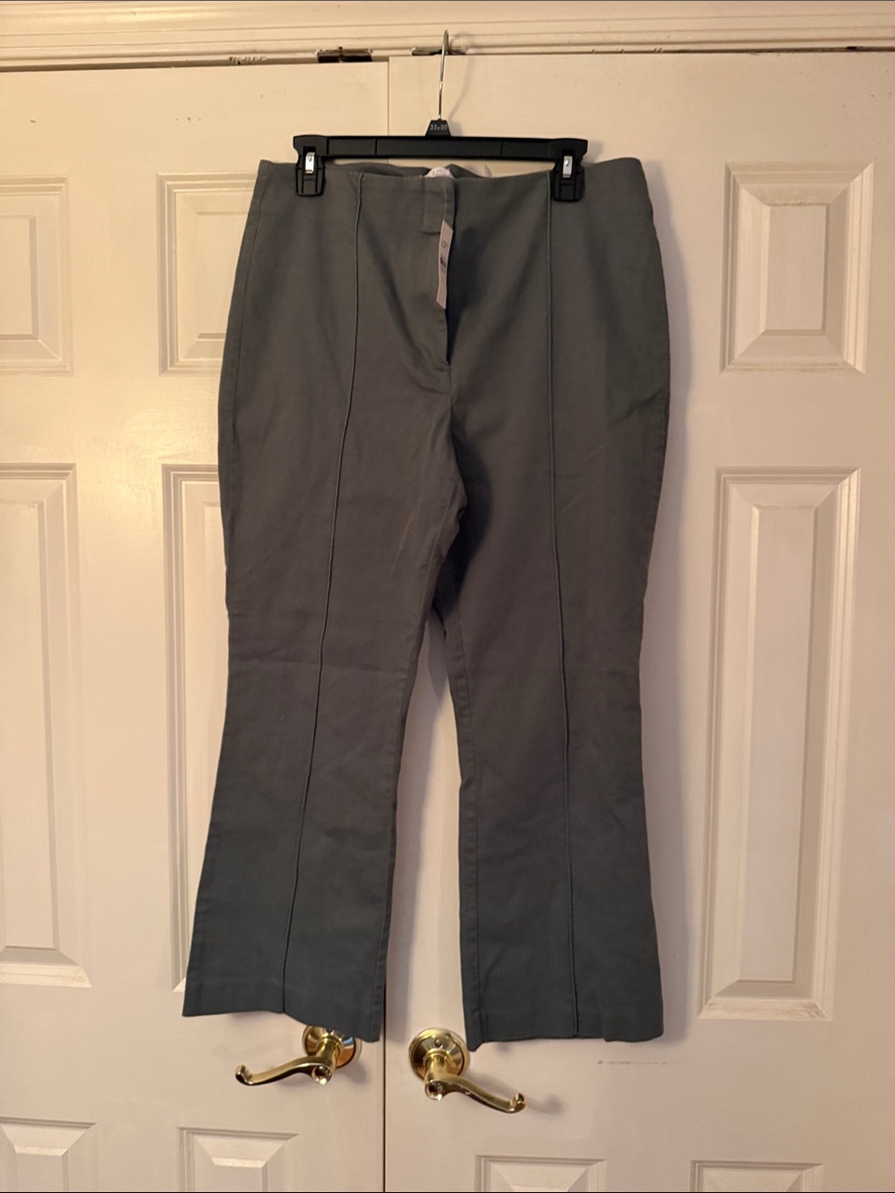 LOFT Light Gray Wide-Leg Trousers